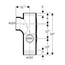 Geberit Silent db20 Kombibogeneckabzweig 88,5 Grad rechts d 110mm, d1 110mm, d2 56mm... GEBERIT-310115141 4025416296416 (Abb. 1)