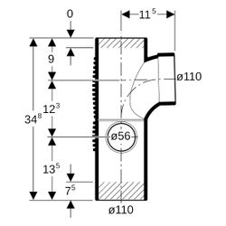 Geberit Silent db20 Kombibogeneckabzweig 88,5 Grad links D 110mm, D1 110mm, D2 56mm... GEBERIT-310117141 4025416296409 (Abb. 1)