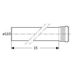 Geberit Silent-Pro Rohr mit Muffe Außendurchmesser 110mm, Länge 15cm, 393500141... GEBERIT-393500141 4025416450320 (Abb. 1)