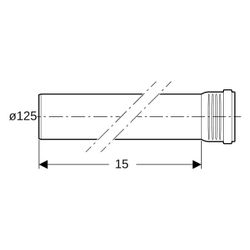 Geberit Silent-Pro Rohr mit Muffe Außendurchmesser 125mm, Länge 15cm, 393600141... GEBERIT-393600141 4025416450337 (Abb. 1)