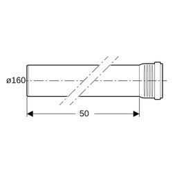 Geberit Silent-Pro Rohr mit Muffe Außendurchmesser 160mm, Länge 50cm, 393702141... GEBERIT-393702141 4025416450627 (Abb. 1)