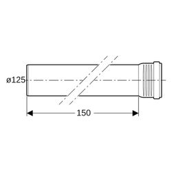Geberit Silent-Pro Rohr mit Muffe Außendurchmesser 125mm, Länge 150cm... GEBERIT-393605141 4025416474388 (Abb. 1)