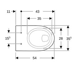 Geberit Renova Wand-WC Flachspüler Tiefe 54cm, Weiß/KeraTect... GEBERIT-203140600 4022009285291 (Abb. 1)