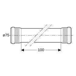 Geberit Silent-Pro Rohr mit zwei Muffen Außendurchmesser 75mm, Länge 100cm... GEBERIT-393311141 4025416450887 (Abb. 1)