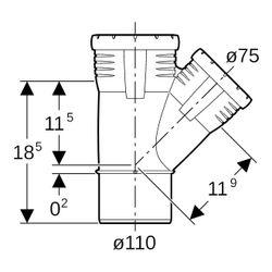 Geberit Silent-Pro Abzweig 45 Grad, d 110mm, d1 75mm... GEBERIT-393533141 4025416447467 (Abb. 1)