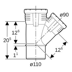 Geberit Silent-Pro Abzweig 45 Grad, d 110mm, d1 90mm... GEBERIT-393534141 4025416452430 (Abb. 1)