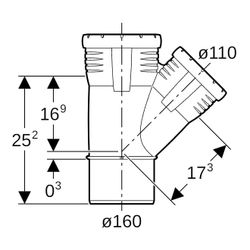 Geberit Silent-Pro Abzweig 45 Grad, d 160mm, d1 110mm... GEBERIT-393735141 4025416452546 (Abb. 1)