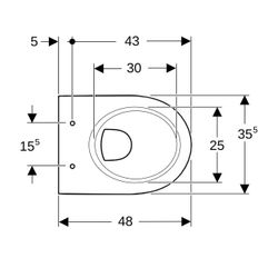 Geberit Renova Compact Wand-WC Tiefspüler, verkürzte Ausladung Tiefe 48cm, Weiß... GEBERIT-203245000 4022009288711 (Abb. 1)