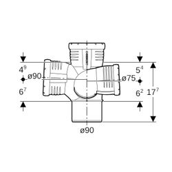 Geberit Silent-Pro Schachtbogenabzweig 87,5 Grad links d 90mm, d1 75mm, d2 90mm... GEBERIT-393464141 4025416454465 (Abb. 1)