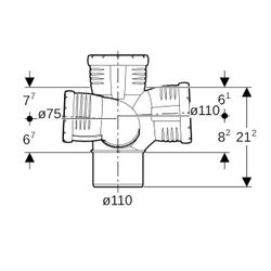 Geberit Silent-Pro Schachtbogenabzweig 87,5 Grad rechts d 110mm, d1 75mm, d2 110mm... GEBERIT-393563141 4025416459613 (Abb. 1)