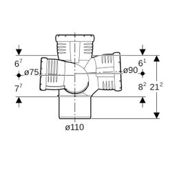 Geberit Silent-Pro Schachtbogenabzweig 87,5 Grad rechts d 110mm, d1 75mm, d2 90mm... GEBERIT-393553141 4025416457817 (Abb. 1)