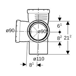 Geberit Silent-Pro Eckabzweig 87,5 Grad d 110mm, d1 90mm, d2 90mm... GEBERIT-393550141 4025416474647 (Abb. 1)