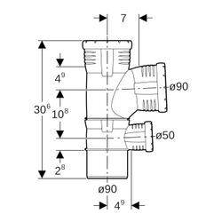 Geberit Silent-Pro Kombibogenabzweig 87,5 Grad d 90mm, d1 90mm, d2 50mm... GEBERIT-393456141 4025416460251 (Abb. 1)