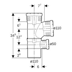 Geberit Silent-Pro Kombibogenabzweig 87,5 Grad d 110mm, d1 110mm, d2 50mm... GEBERIT-393558141 4025416461388 (Abb. 1)