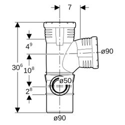 Geberit Silent-Pro Kombibogeneckabzweig 87,5 Grad links D 90mm, D1 90mm, D2 50mm... GEBERIT-393470141 4025416460282 (Abb. 1)