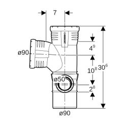 Geberit Silent-Pro Kombibogeneckabzweig 87,5 Grad rechts d 90mm, d1 90mm, d2 50mm... GEBERIT-393462141 4025416460664 (Abb. 1)