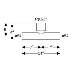 Geberit Mapress C-Stahl T-Stück mit Innengewinde, Einschubenden d 54mm, Rp 1/2″, d1 54mm... GEBERIT-21346 4024723213468 (Abb. 1)