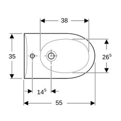 Geberit Renova Wandbidet Tiefe 55cm, Überlauf sichtbar, Weiß... GEBERIT-233040000 4022009285499 (Abb. 1)