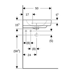 Geberit Renova Compact Eckwaschtisch, Breite 69,5cm, Tiefe 61,5cm, Hahnloch mittig, ... GEBERIT-226150000 4022009327267 (Abb. 1)