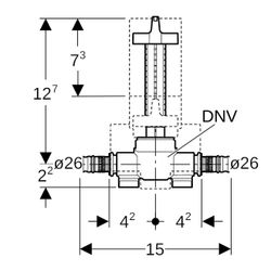 Geberit Mepla Unterputz-Kugelhahn mit Befestigung Außendurchmesser 26mm, 10 bar... GEBERIT-603003001 4025416594499 (Abb. 1)