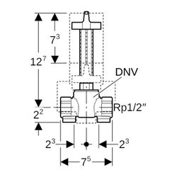 Geberit UP-Kugelhahn mit Befestigung CuSn4Zn2PS, Rp 1/2″, PN 10 bar... GEBERIT-616042001 4025416594543 (Abb. 1)