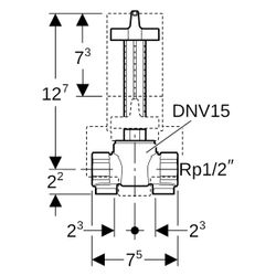 Geberit UP-Kugelhahn mit Befestigung CuSn4Zn2PS, Rp 1/2", PN 10 bar, 616042001... GEBERIT-616042001 4025416594543 (Abb. 1)