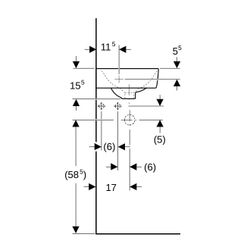 Geberit Renova Compact Eckhandwaschbecken, Breite 45cm, Tiefe 39,5cm, Hahnloch mitti... GEBERIT-276132000 4022009329810 (Abb. 1)