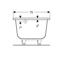 Geberit Renova Fünfeckbadewanne Länge 160cm, Breite 75cm, Abgang rechts... GEBERIT-657260000 4022009093384 (Abb. 1)