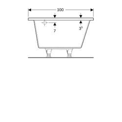 Geberit Renova asymmetrische Badewanne Länge 100cm, Breite 100cm, Abgang rechts... GEBERIT-657350000 4022009282139 (Abb. 1)