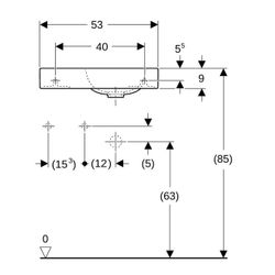 Geberit iCon Handwaschbecken, Ablagefläche links, 53x13,5x31cm, Hahnloch links, ohne... GEBERIT-124153600 4022009312577 (Abb. 1)