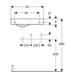Geberit iCon Handwaschbecken, Ablagefläche rechts, 53x13,5x31cm, Hahnloch rechts, oh... GEBERIT-124053600 4022009312553 (Abb. 1)