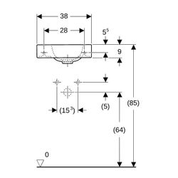 Geberit iCon Handwaschbecken, 38x13,5x28cm, Hahnloch links, ohne Überlauf, Weiß... GEBERIT-124836000 4022009306101 (Abb. 1)