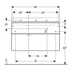 Geberit Xeno2 Unterschrank für Waschtisch Ablagefläche 2 Schubladen 88x53x462cm Weiß... GEBERIT-500515011 4025416610144 (Abb. 1)