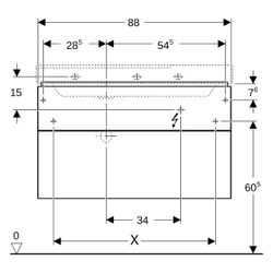 Geberit Xeno2 Unterschrank für Waschtisch Ablagefläche 2 Schubladen 88x53x462cm Weiß... GEBERIT-500515011 4025416610144 (Abb. 1)