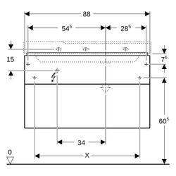 Geberit Xeno2 Unterschrank für Waschtisch mit Ablagefläche links, 2 Schubladen 88x53... GEBERIT-500516011 4025416610229 (Abb. 1)
