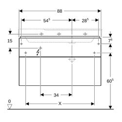 Geberit Xeno2 Unterschrank für Waschtisch mit Ablagefläche links, 2 Schubladen 88x53... GEBERIT-500516431 4025416610243 (Abb. 1)