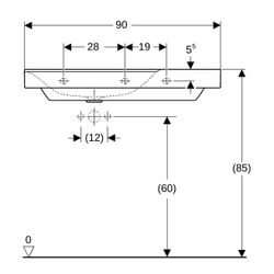 Geberit Xeno2 Waschtisch, Ablagefläche rechts, Breite 90cm, Tiefe 48cm, Hahnloch mit... GEBERIT-500533011 4025416605492 (Abb. 1)