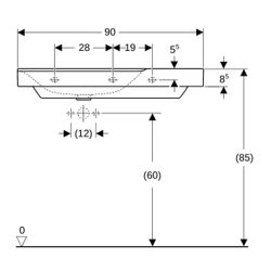 Geberit Xeno2 Waschtisch, Ablagefläche rechts, Breite 90cm, Tiefe 48cm, ohne Hahnloc... GEBERIT-500534011 4025416605522 (Abb. 1)