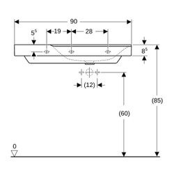 Geberit Xeno2 Waschtisch, Ablagefläche links, Breite 90cm, Tiefe 48cm, Hahnloch mitt... GEBERIT-500535011 4025416605546 (Abb. 1)