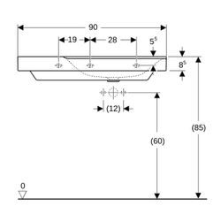 Geberit Xeno2 Waschtisch, Ablagefläche links, Breite 90cm, Tiefe 48cm, ohne Hahnloch... GEBERIT-500536011 4025416605584 (Abb. 1)