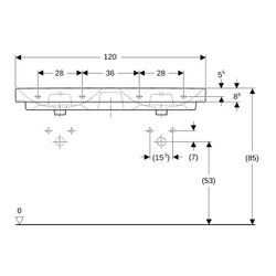 Geberit Smyle Square Doppelwaschtisch, Breite 120cm, Tiefe 48cm, Hahnloch mittig, Üb... GEBERIT-500223018 4025416357681 (Abb. 1)
