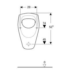 Geberit Renova Urinal Zulauf von oben, Tiefe 37cm, Abgang nach hinten oder nach unte... GEBERIT-235200600 4022009229707 (Abb. 1)