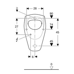 Geberit Renova Urinal Zulauf von hinten, Abgang nach hinten, Tiefe 37cm, Zulauf hint... GEBERIT-235300600 4022009203356 (Abb. 1)