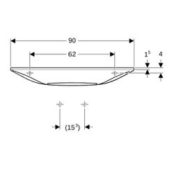Geberit ONE Waschtisch schwebendes Design Abgang horizontal verk. Ausl., 90x40cm o. ... GEBERIT-500390012 4025410574350 (Abb. 1)