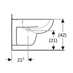 Geberit Renova Plan Wandbidet Tiefe 54cm, Überlauf sichtbar, Weiß/KeraTect... GEBERIT-232150600 4022009305791 (Abb. 1)