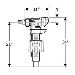 Geberit Typ 380 Schwimmerventil, Wasseranschluss seitlich 3/8" Nippel aus Messing... GEBERIT-243136001 4025416445616 (Abb. 1)
