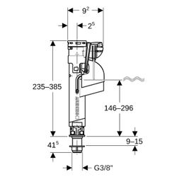 Geberit Typ 360 Füllventil Wasseranschluss unten 3/8", Nippel aus Kunststoff, GB... GEBERIT-281204001 4025416564560 (Abb. 1)