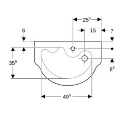 Geberit Bambini Waschbecken für Kinder, Breite 60cm, Tiefe 40cm, Hahnloch mittig, oh... GEBERIT-326060000 4022009076639 (Abb. 1)