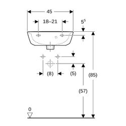 Geberit Renova Handwaschbecken, asymmetrischem Überlauf, 45x17,3x36cm, Hahnloch mitt... GEBERIT-500375018 4025416143031 (Abb. 1)