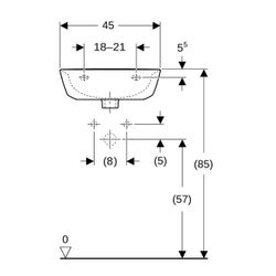 Geberit Renova Handwaschbecken mit asymmetrischem Überlauf, 45x17,3x36cm, ohne Hahnl... GEBERIT-500497011 4025416220541 (Abb. 1)